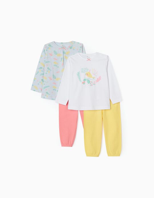 2 Pijamas para Bebé Menina 'Birds', Multicolor