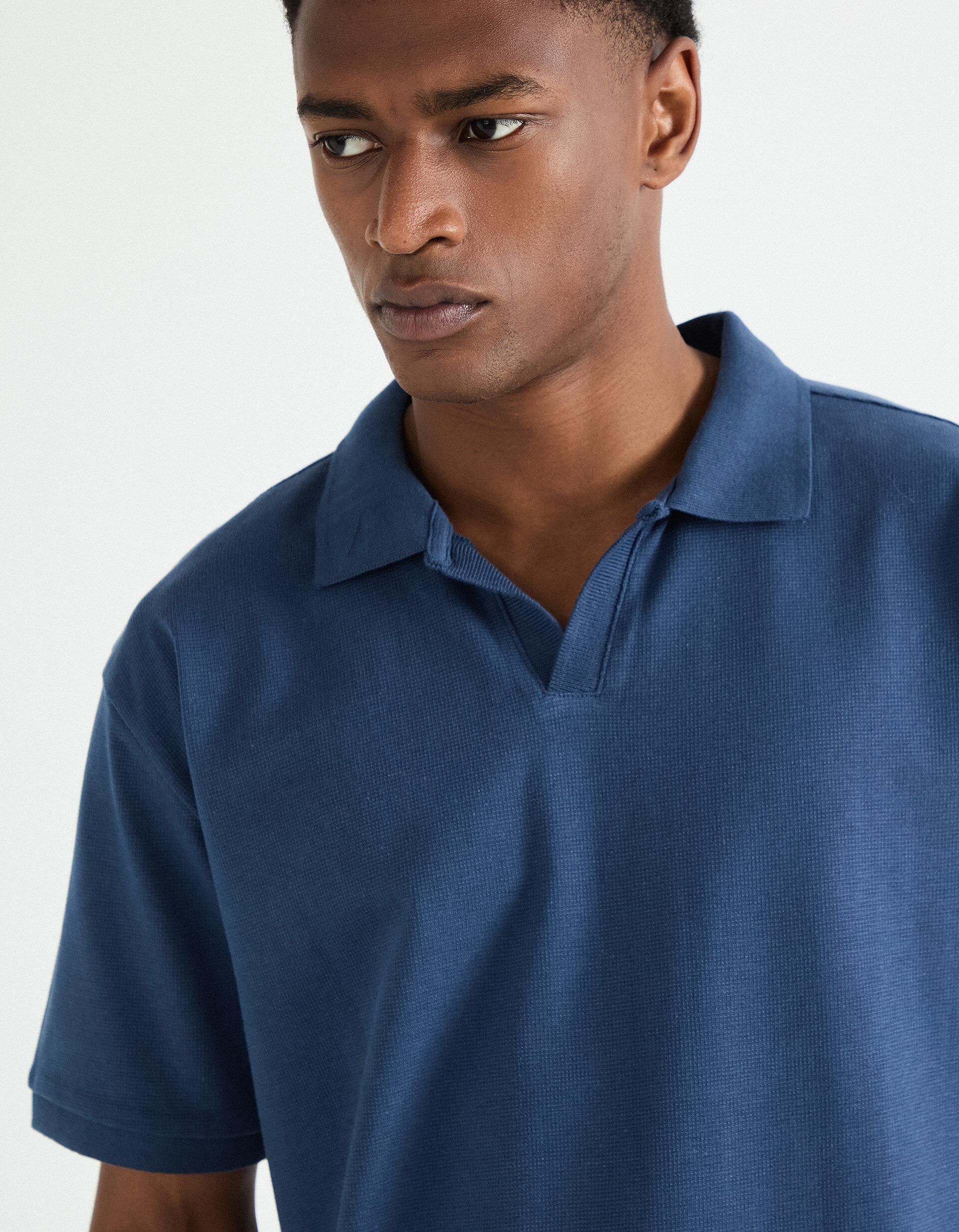 Comprar Online Polo Waffle, Homem, Azul Escuro 