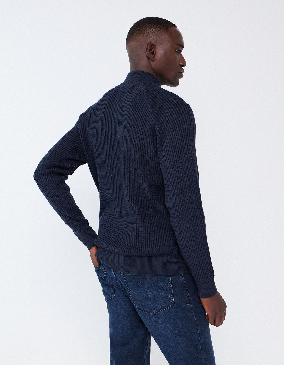 Camisola Com Meio Fecho, Homem, Azul Escuro