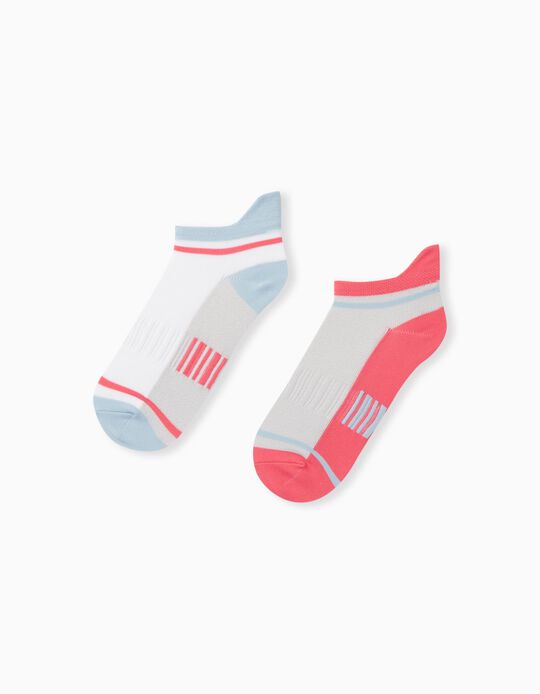 2 Pairs of Sports Socks Pack, Girls, Multicolour