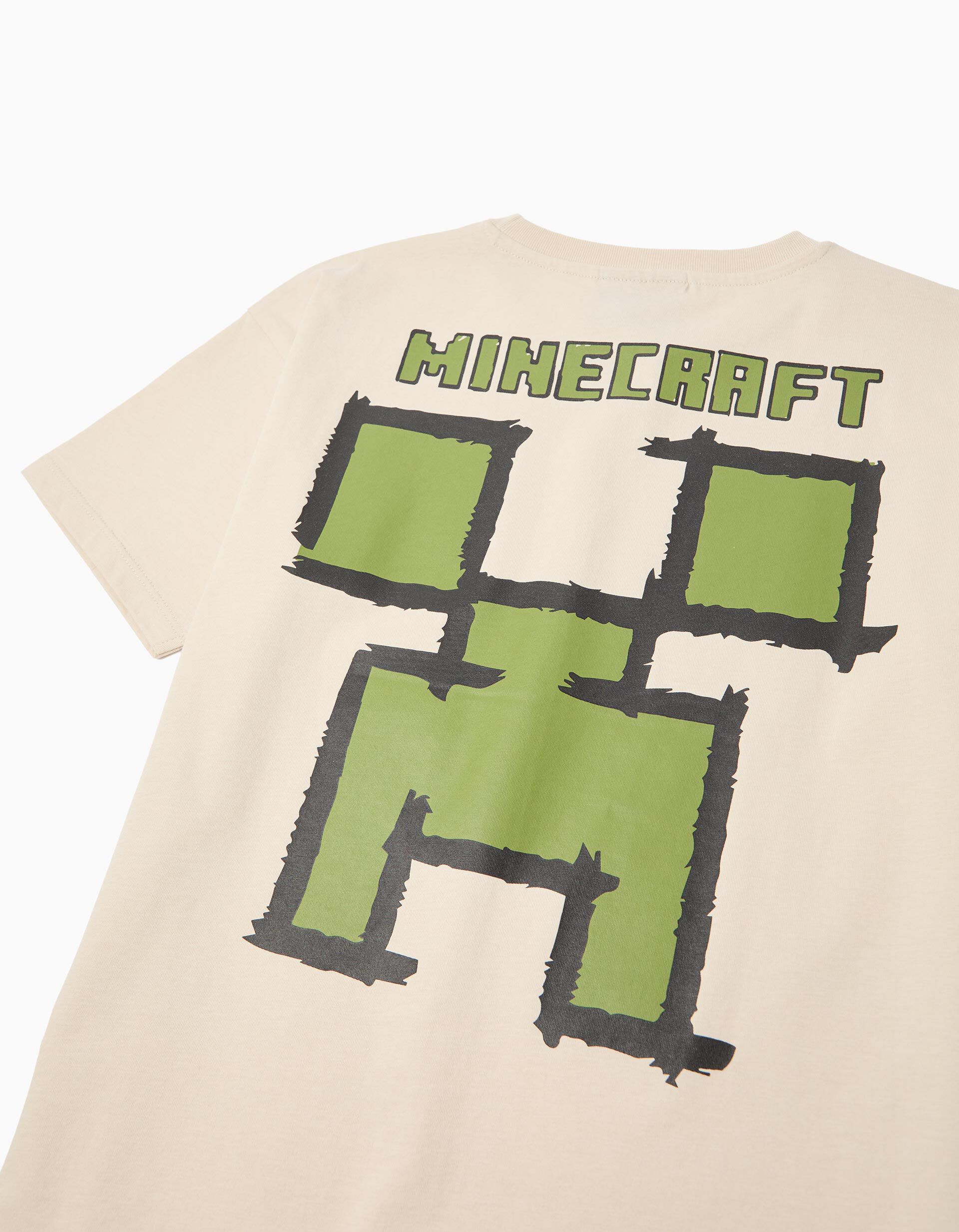 Comprar Online T-shirt Manga Curta 'Minecraft', Menino, Bege Claro 