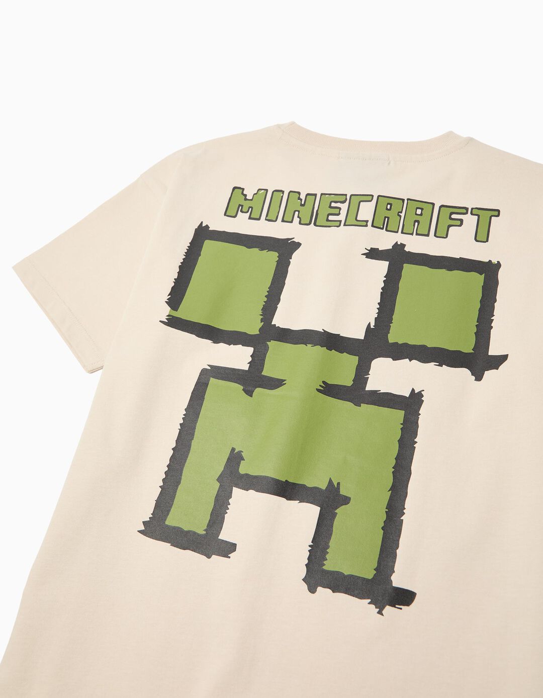 T-shirt Manga Curta 'Minecraft', Menino, Bege Claro 