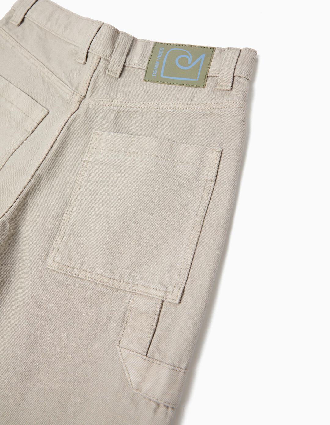 Cal&ccedil;&otilde;es de Ganga 'Loose Fit', Menino, Bege Claro
