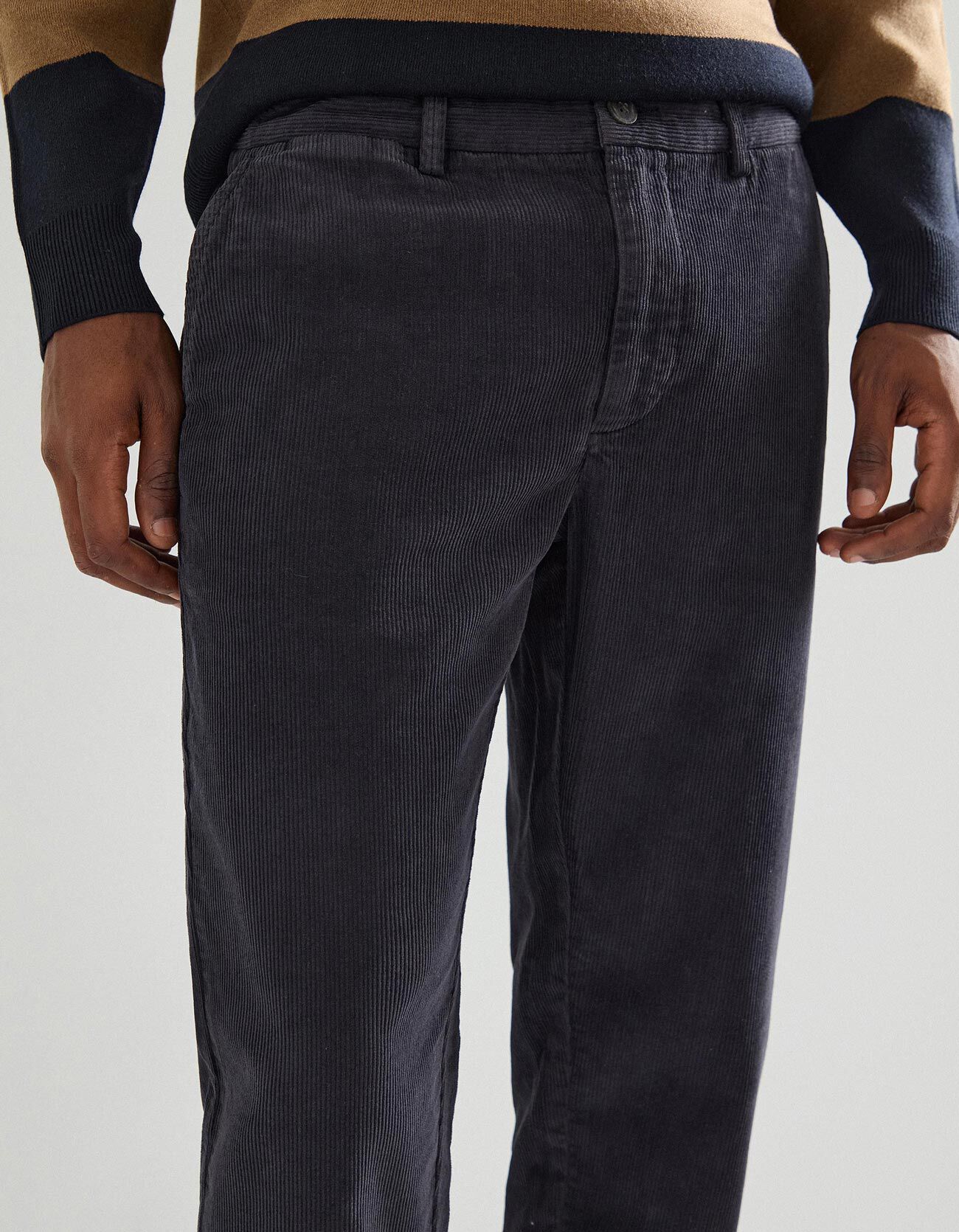 Comprar Online Cal&ccedil;as Chino de Bombazina, Homem, Azul Escuro