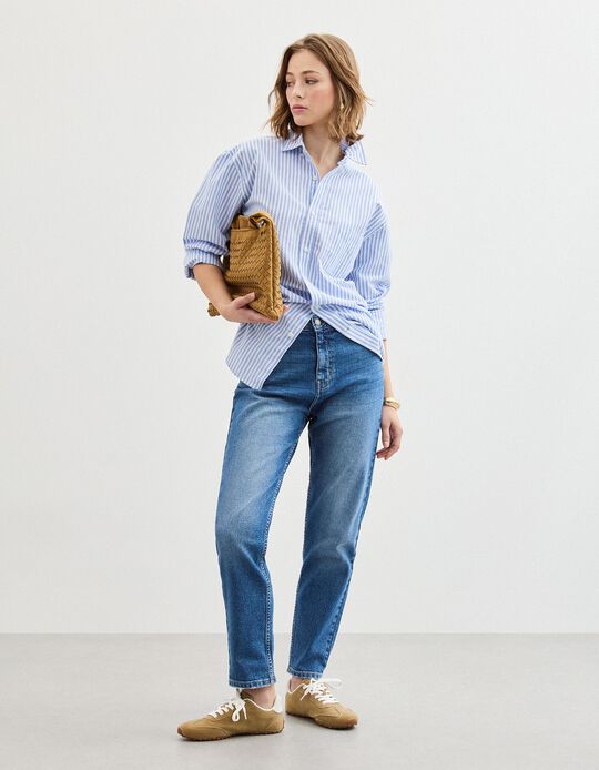 Comprar Online Calças de Ganga 'Tapered Mom Fit', Mulher, Azul