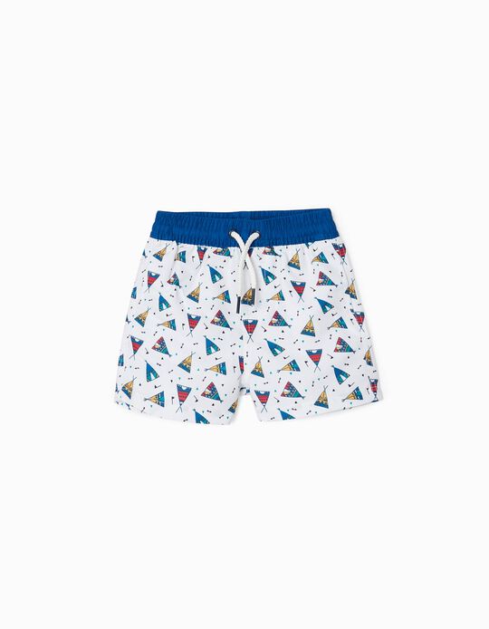 Swim Shorts for Baby Boys 'Tent', White/Blue