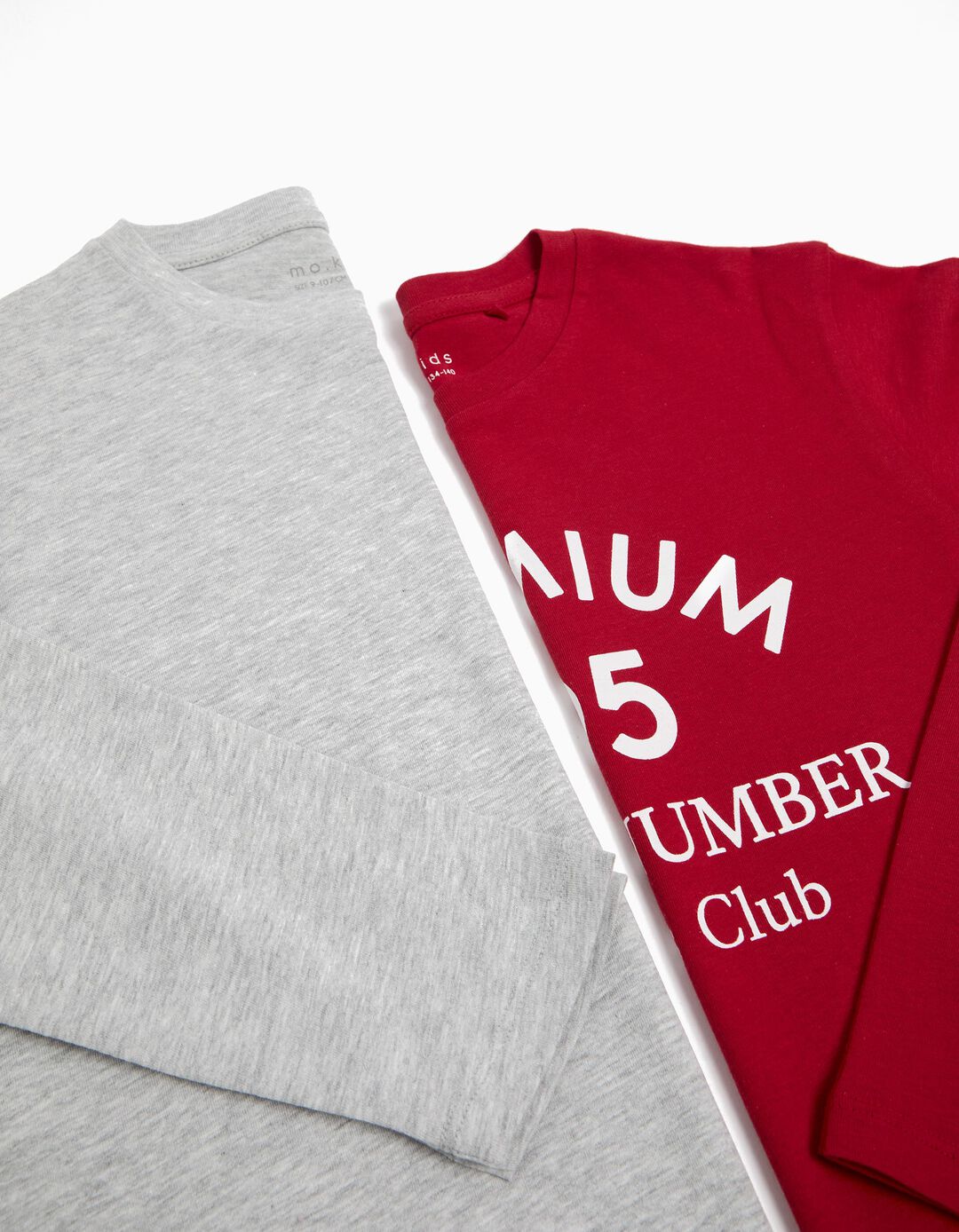 Pack 2 T-Shirts de Manga Comprida, Menino, Vermelho e Cinza