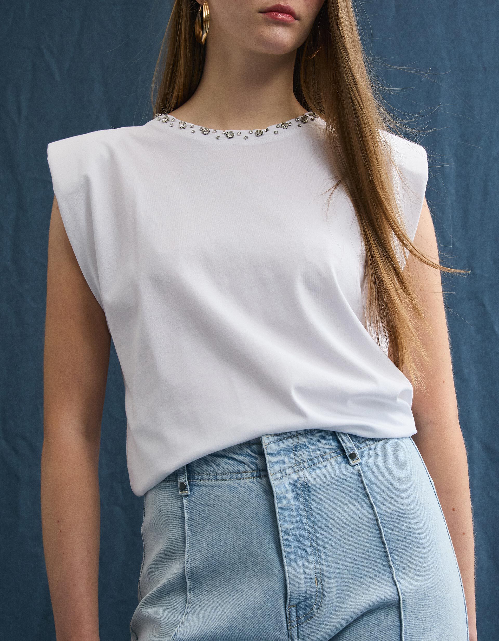 Comprar Online T-shirt Ombreiras, Mulher, Branco