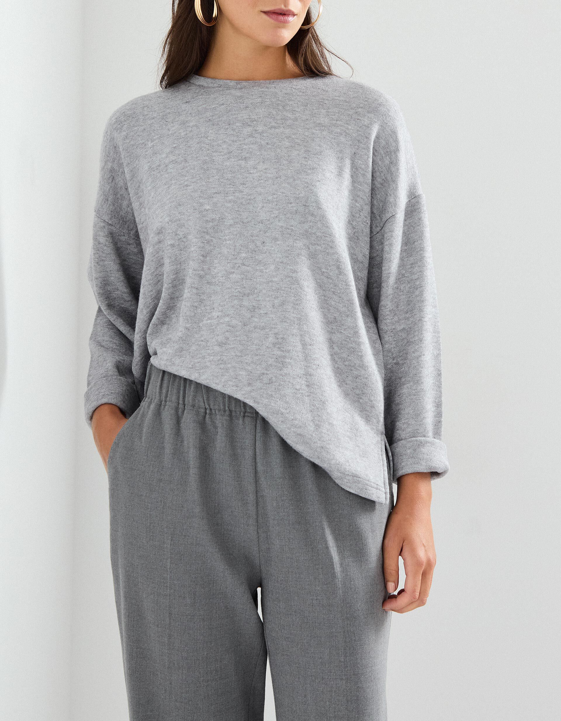 Comprar Online T-shirt de Manga Comprida, Mulher, Cinzento Claro