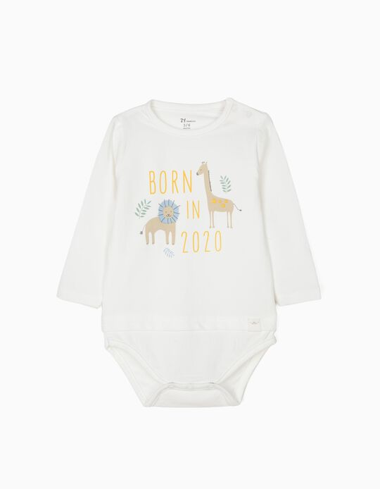 Body para Rec&eacute;m-Nascido 'Born in 2020', Branco
