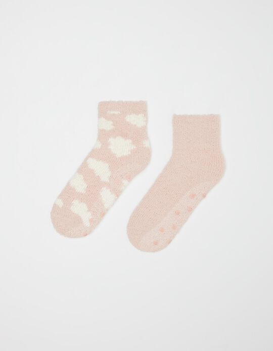 2 Pairs of Non-Slip Socks Pack, Women, Light Pink