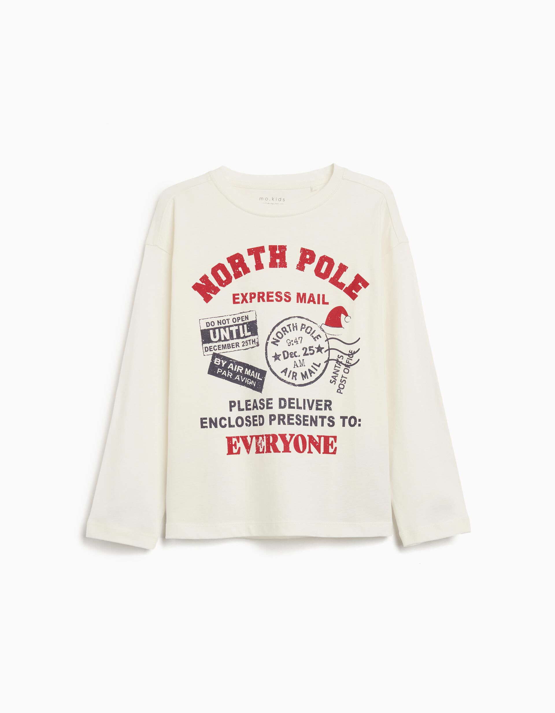 Comprar Online T-shirt de Manga Comprida de Natal, Menino, Bege 