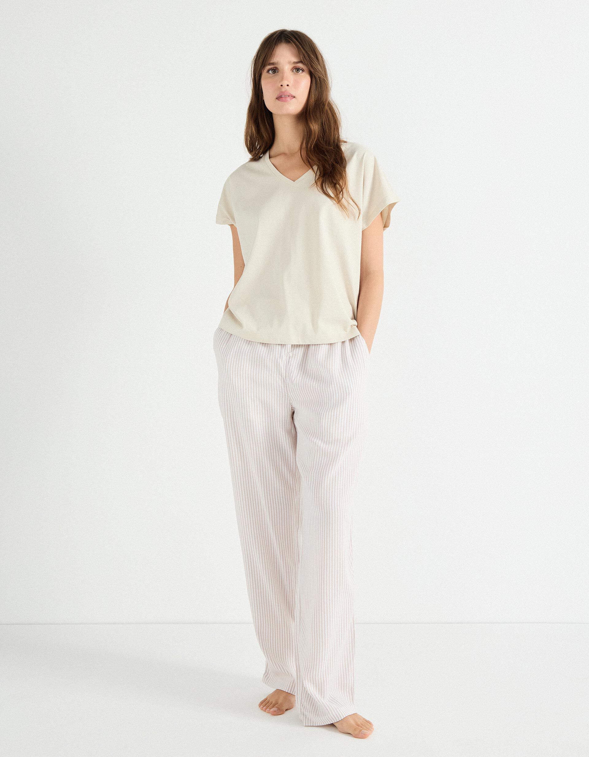 Comprar Online Pijama Jersey, Mulher, Bege Claro 