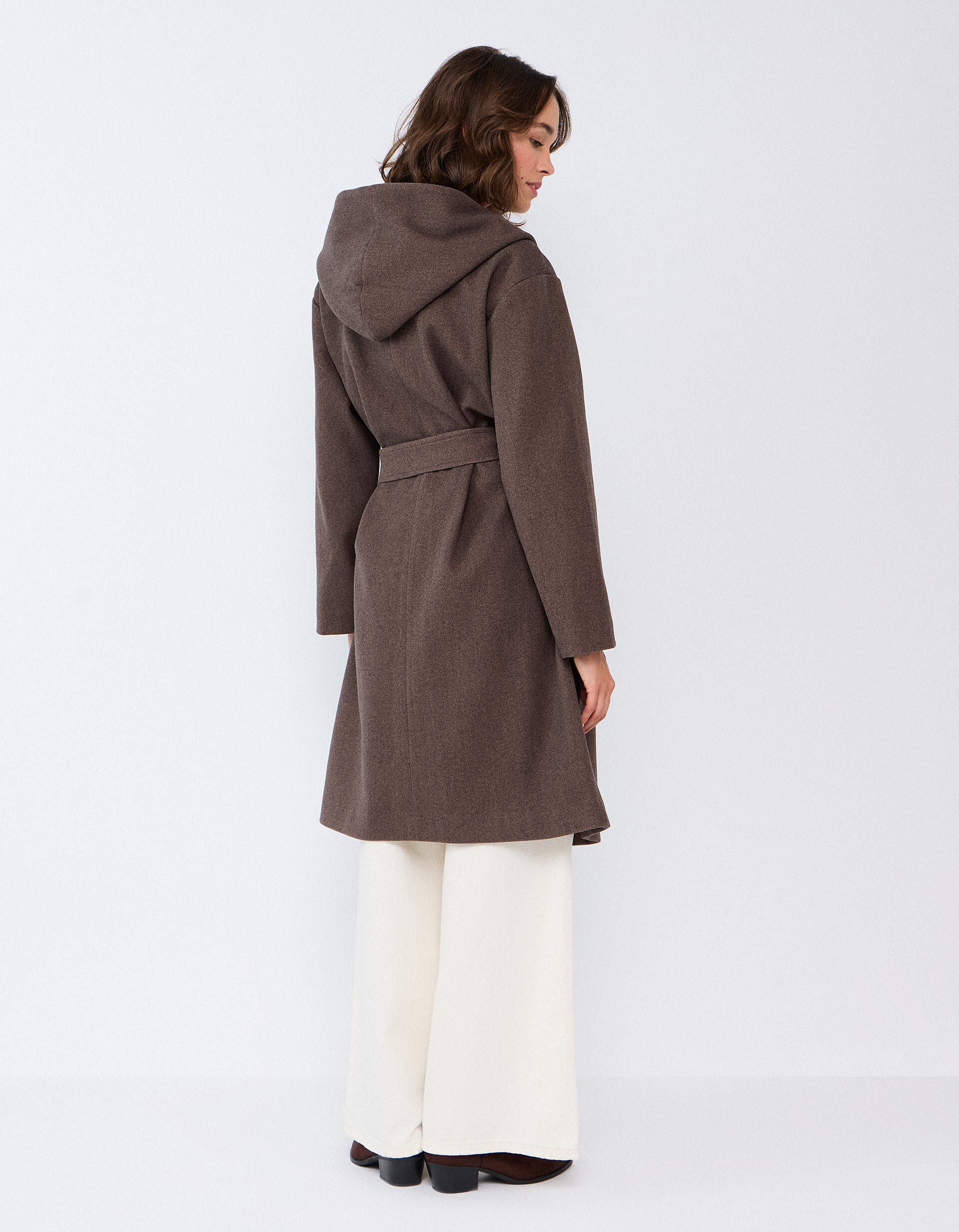 Comprar Online Casaco Comprido Com Capuz, Mulher, Castanho