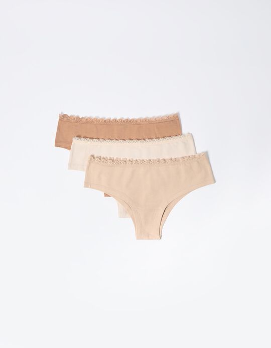 Comprar Online Pack 3 Cuecas, Mulher, Castanho Claro 