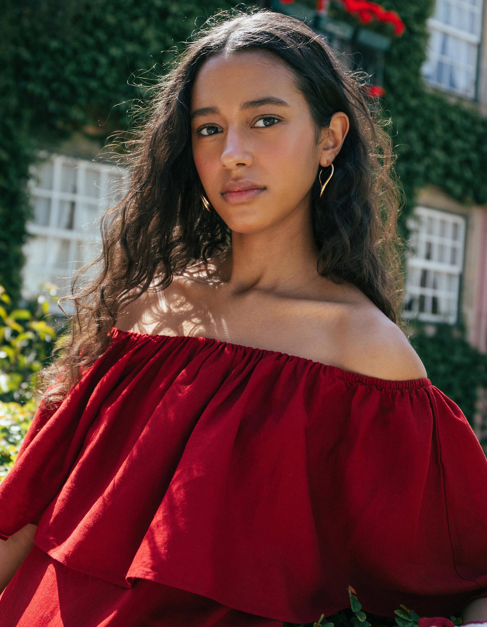 Comprar Online Vestido Com Linho, Mulher, Vermelho Escuro