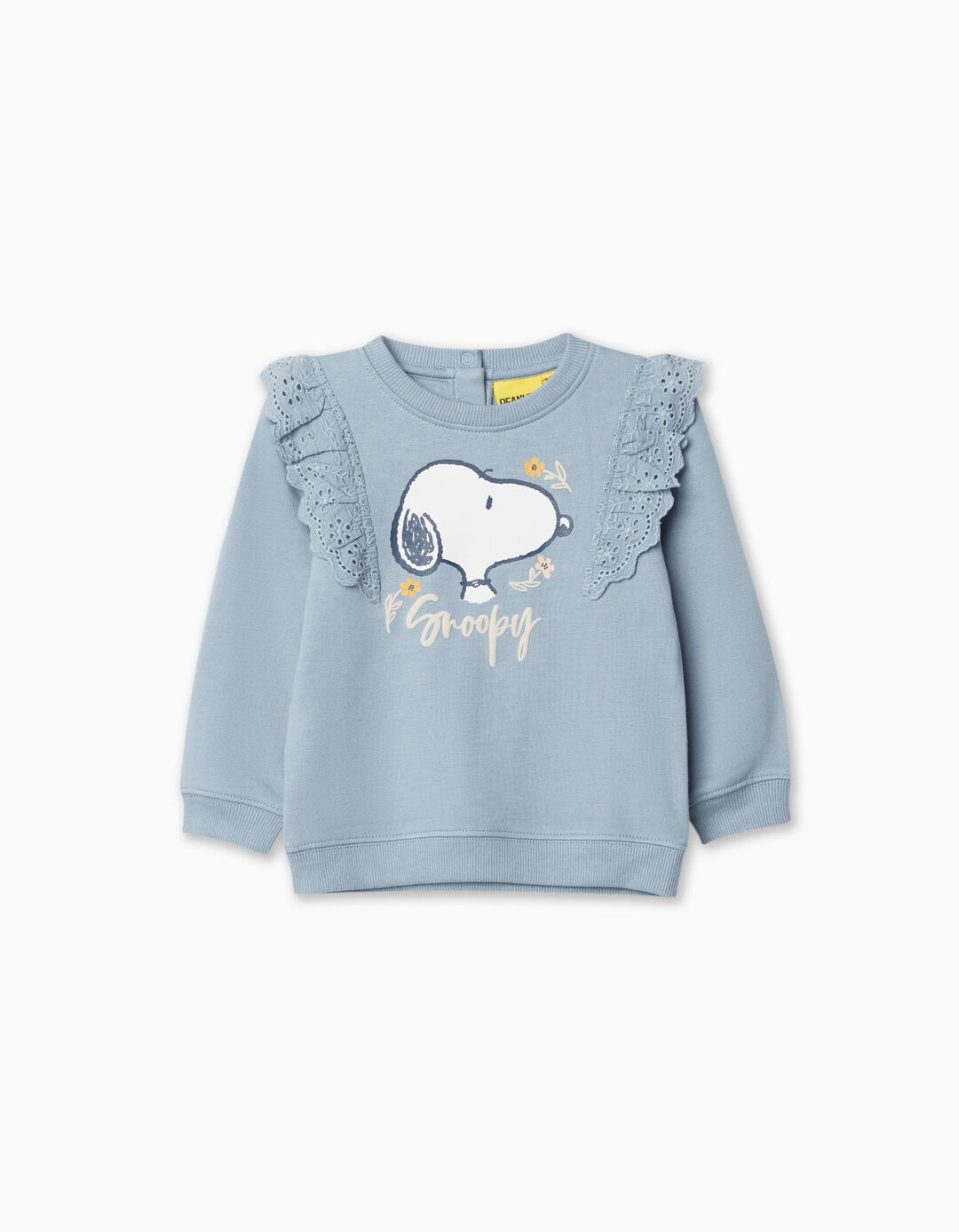 English Embroidered Sweatshirt 'Snoopy', Baby Girl, Light Blue