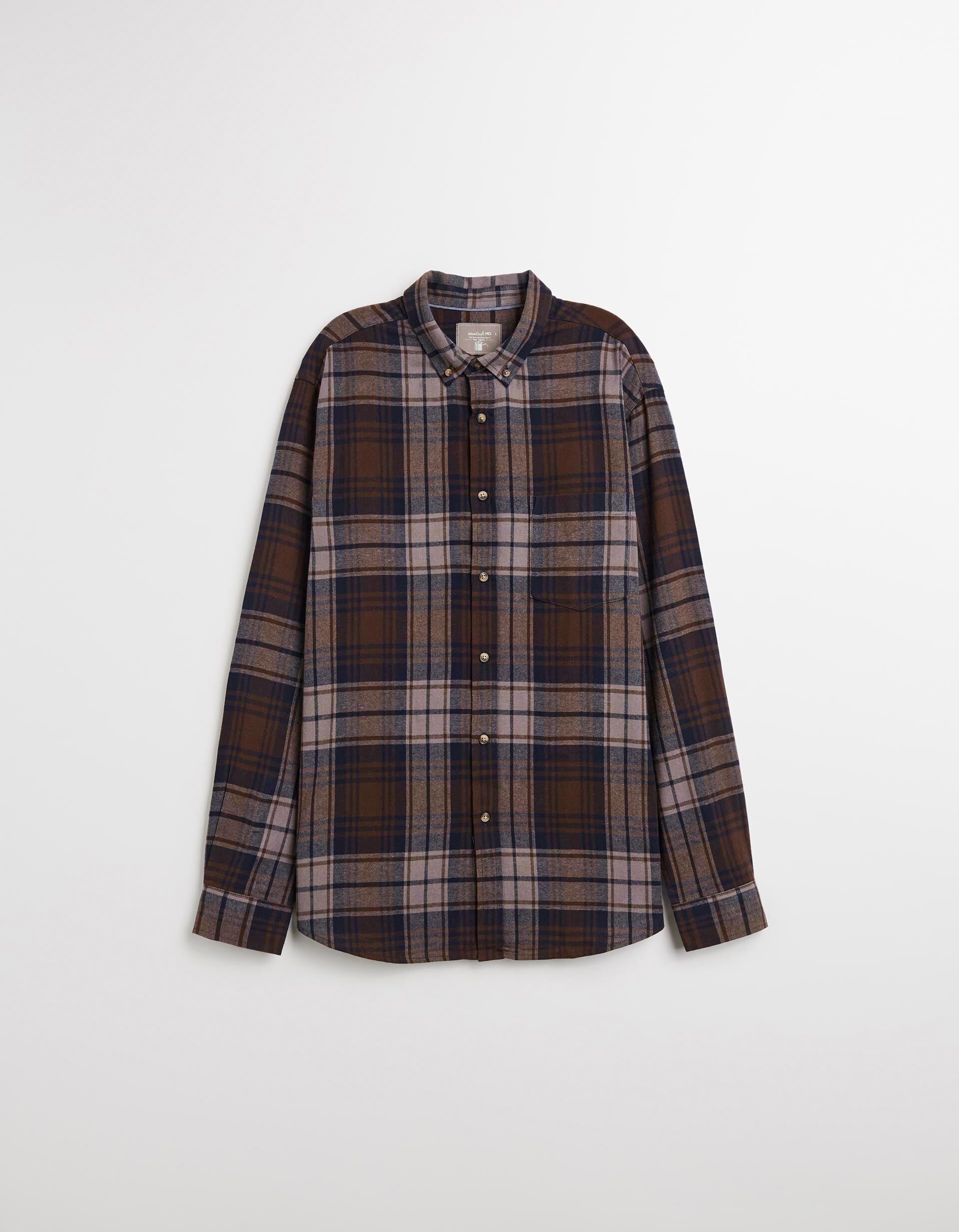 Comprar Online Camisa Flanela de Xadrez, Homem, Castanho Escuro