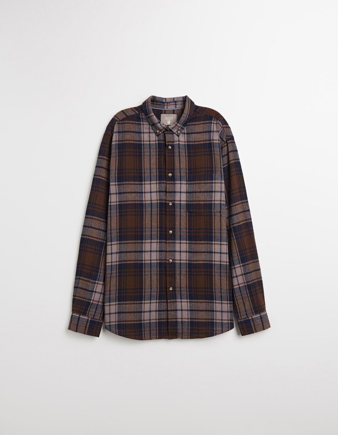 Camisa Flanela de Xadrez, Homem, Castanho Escuro
