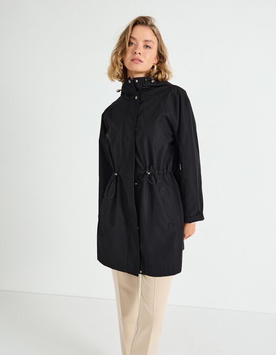 Comprar Online Parka Comprida com Capuz, Mulher, Preto