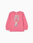 Cotton Sweatshirt for Girls 'Lightning', Pink