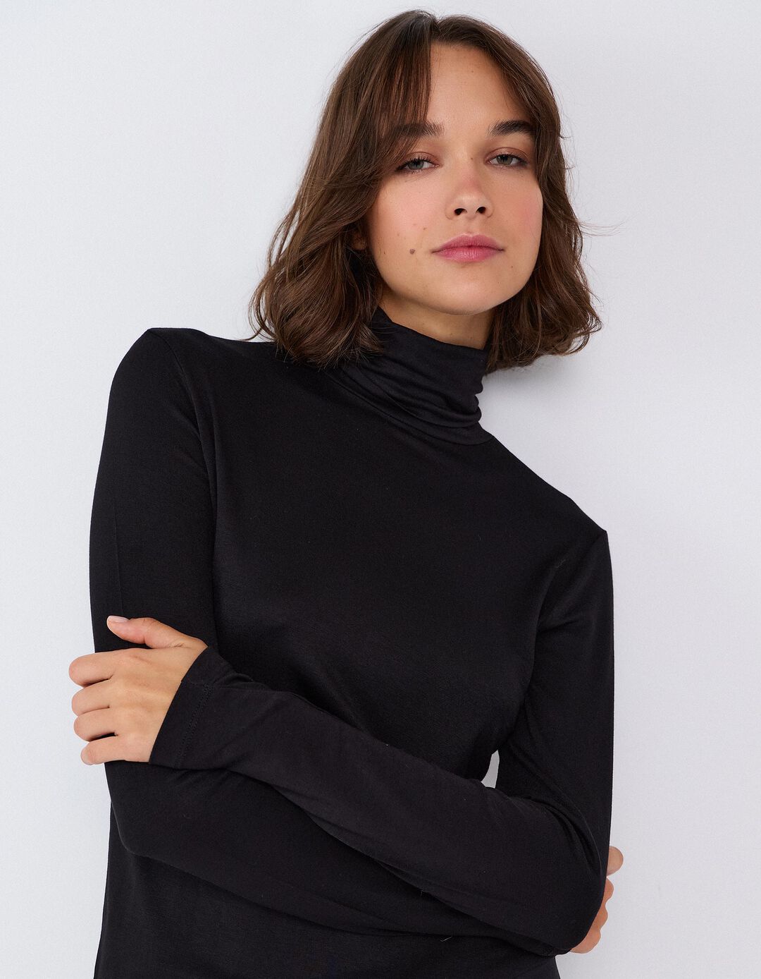 Camisola De Gola Alta, Mulher, Preto