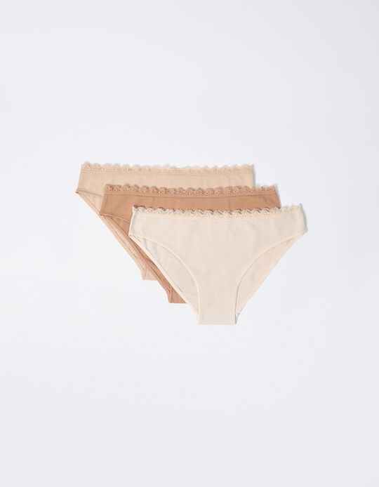 Comprar Online Pack 3 Cuecas, Mulher, Castanho Claro 