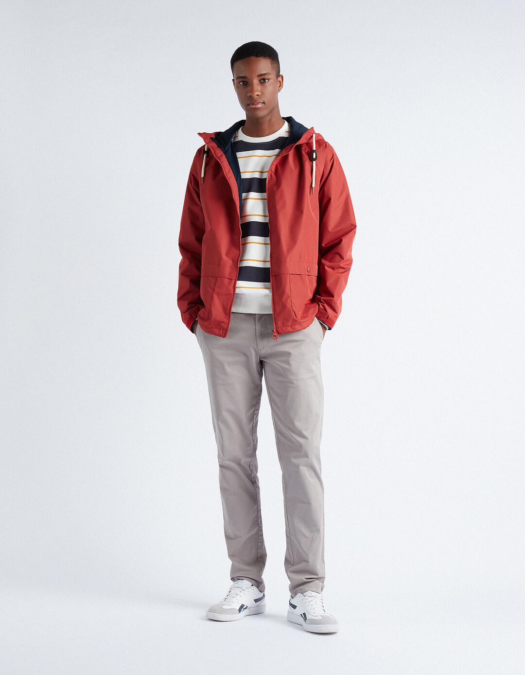 Hooded Nautical Parka, Men, Red