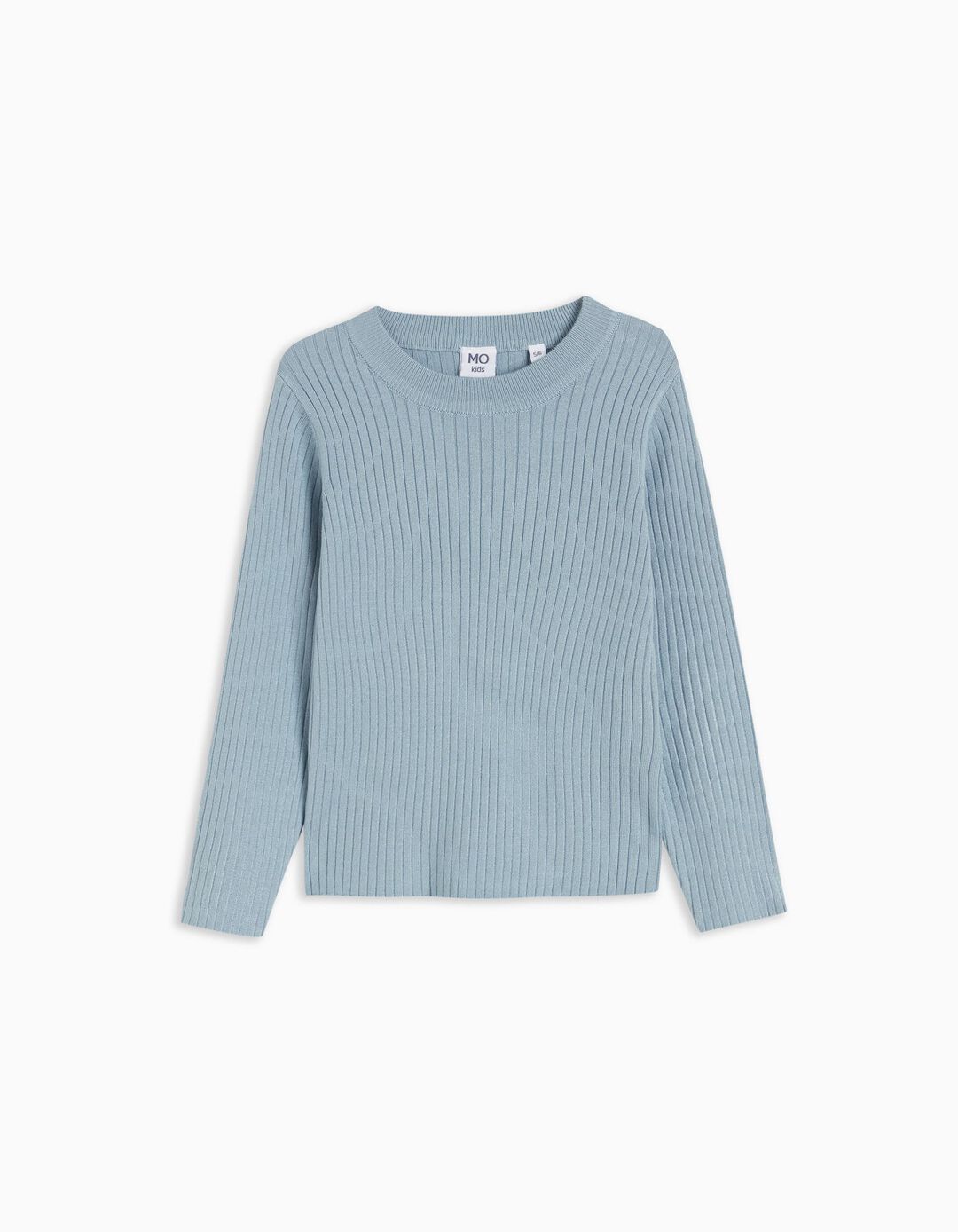 Ribbed Knit Sweater, Girl, Light Blue