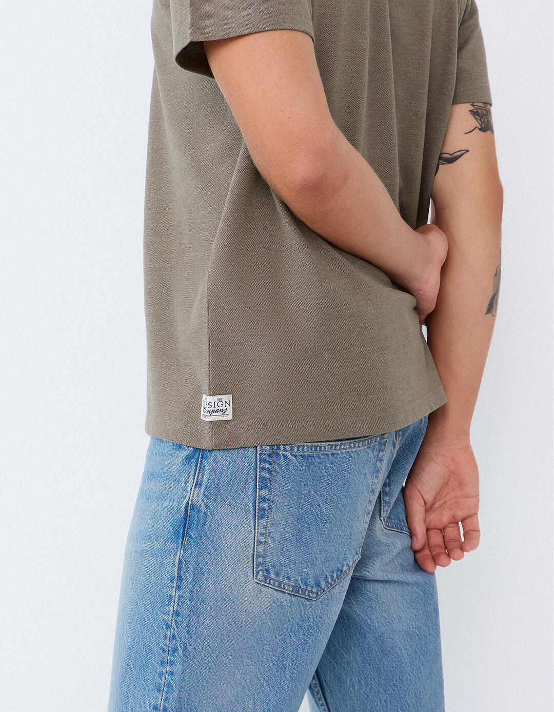 T-shirt Piquet, Homem, Castanho Claro