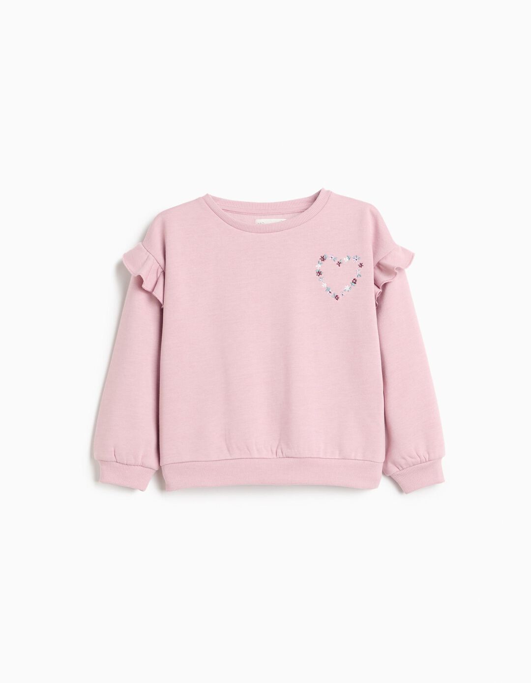 Sweatshirt Com Bordado, Menina, Rosa Claro
