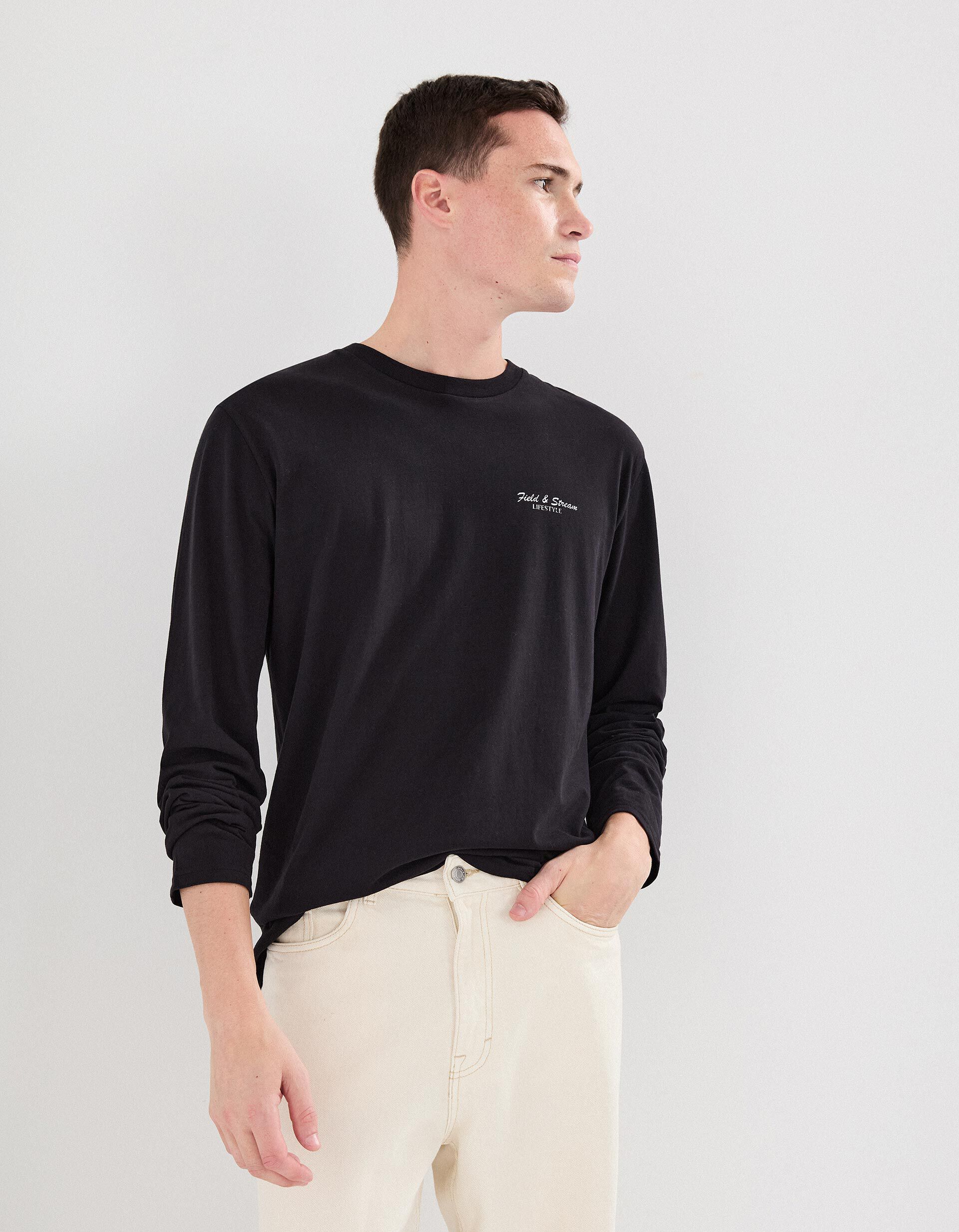 Comprar Online T-shirt Manga Comprida, Homem, Preto