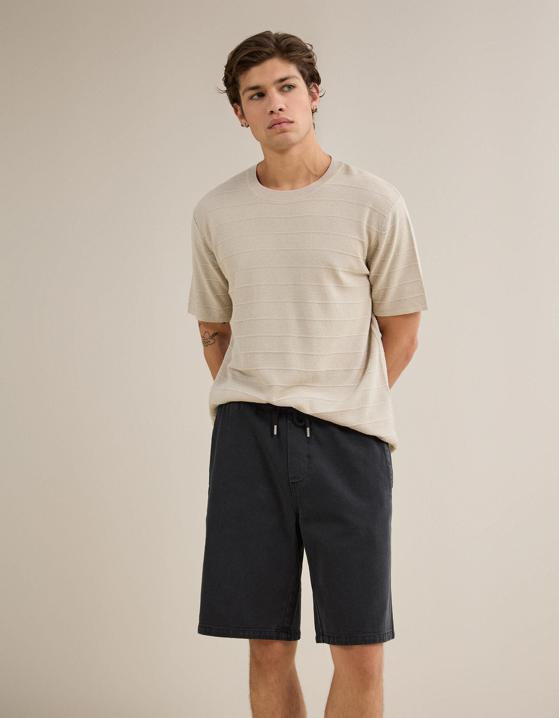 Comprar Online T-shirt Em Malha Tricotada, Homem, Bege