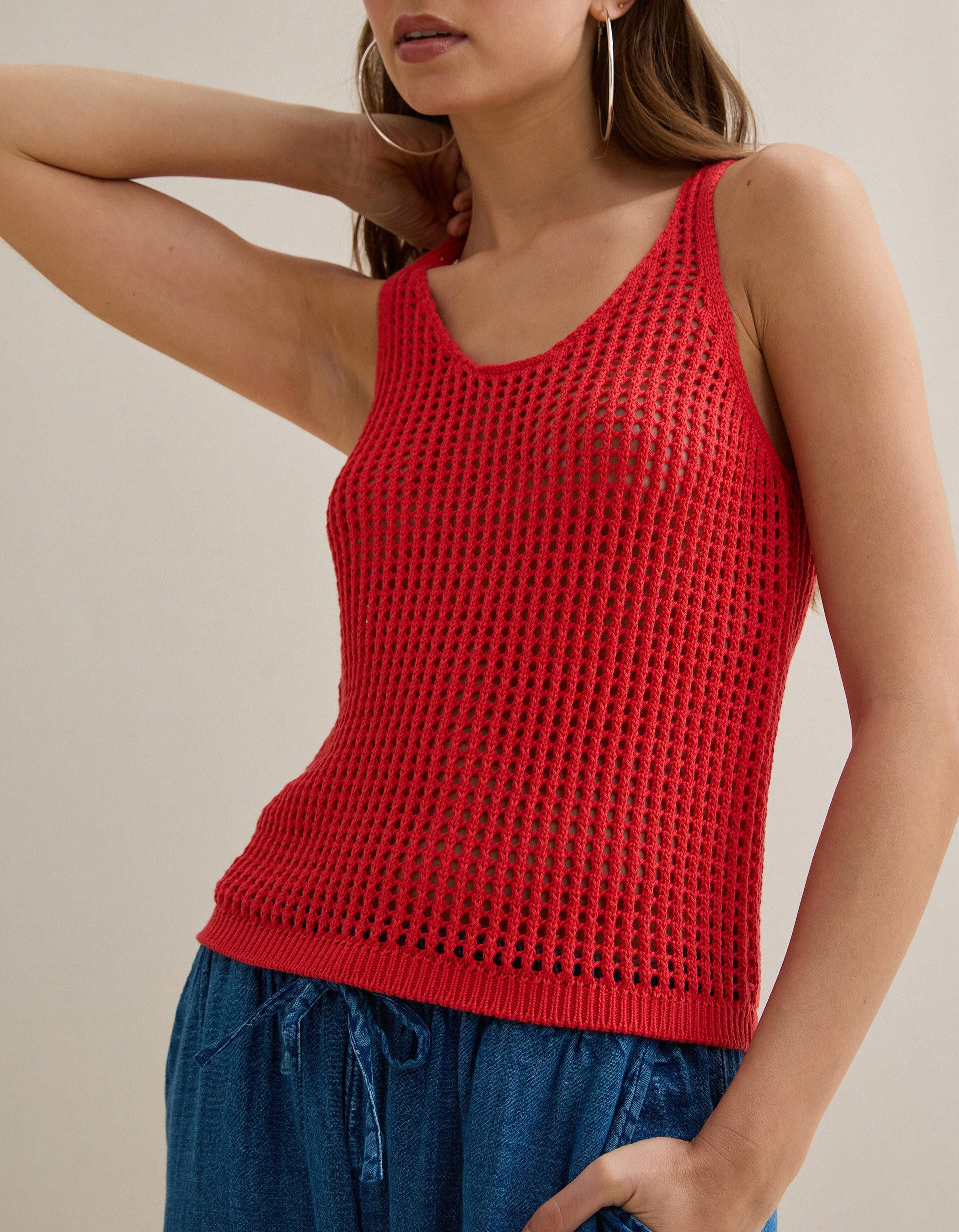 Comprar Online Top de Malha Crochet, Mulher, Rosa Escuro