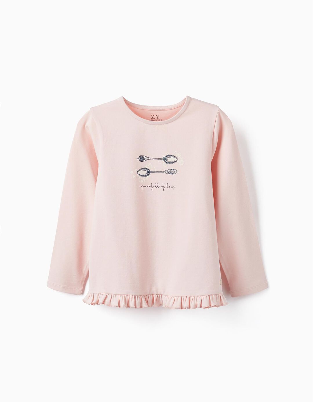 Long Sleeve Cotton T-shirt for Girls, Pink