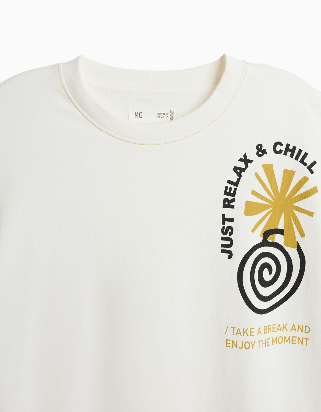 T-shirt 'Loose Fit', Menino, Branco