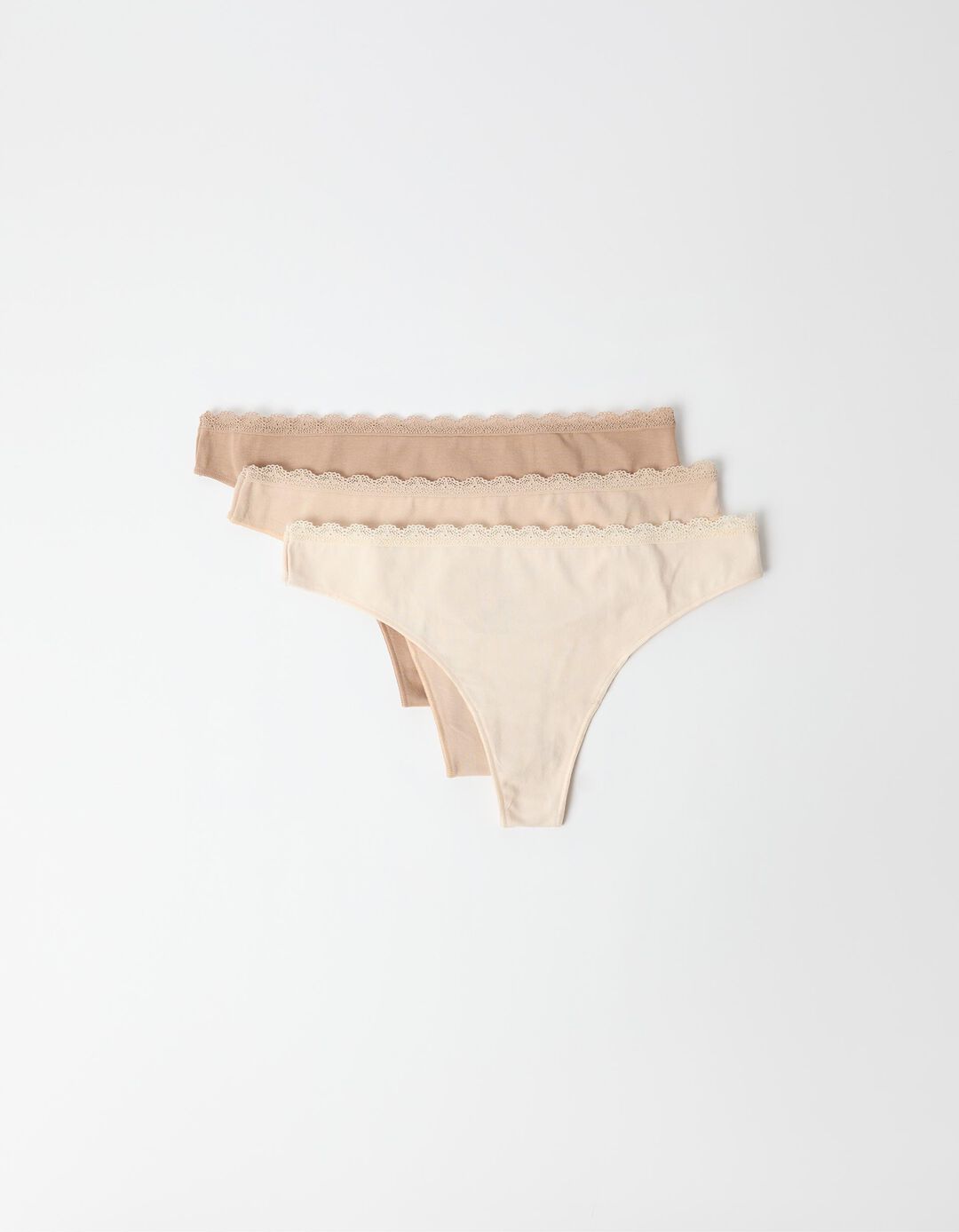 Pack 3 Cuecas Tanga, Mulher, Bege 
