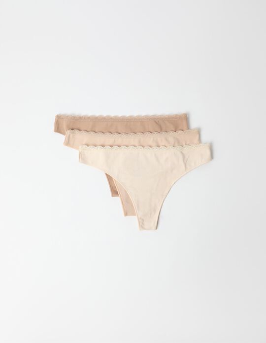 Comprar Online Pack 3 Cuecas Tanga, Mulher, Bege 