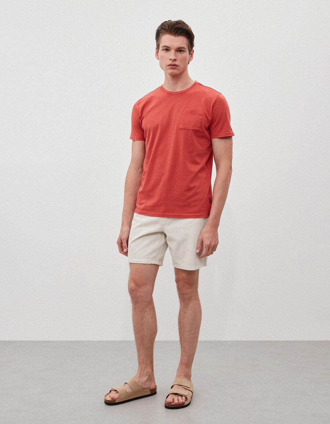 T-shirt Garment Dyed Bolso, Homem, Vermelho