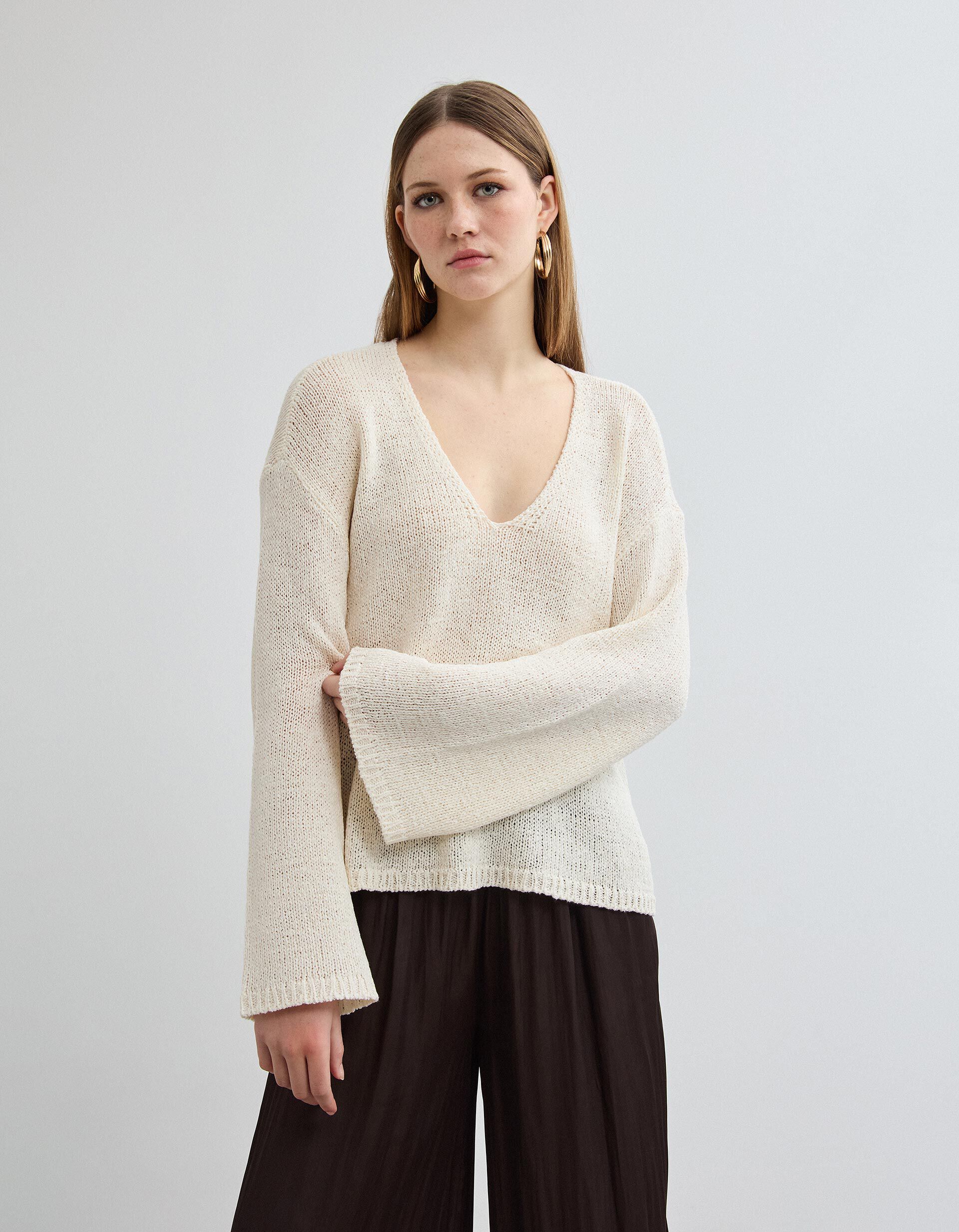 Comprar Online Camisola de Malha, Mulher, Bege Claro