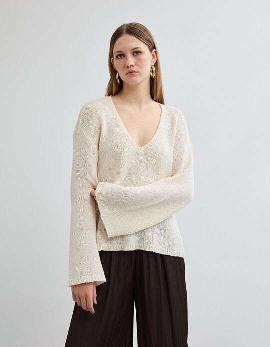 Comprar Online Camisola de Malha, Mulher, Bege Claro