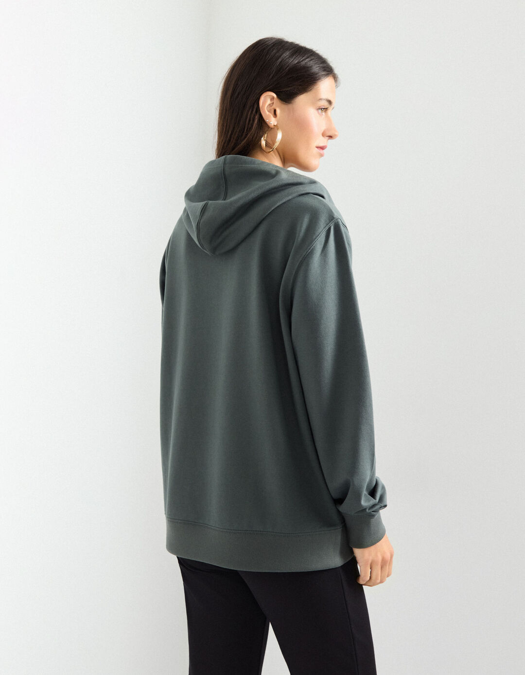 Sweatshirt com Capuz, Mulher, Cinzento Escuro 