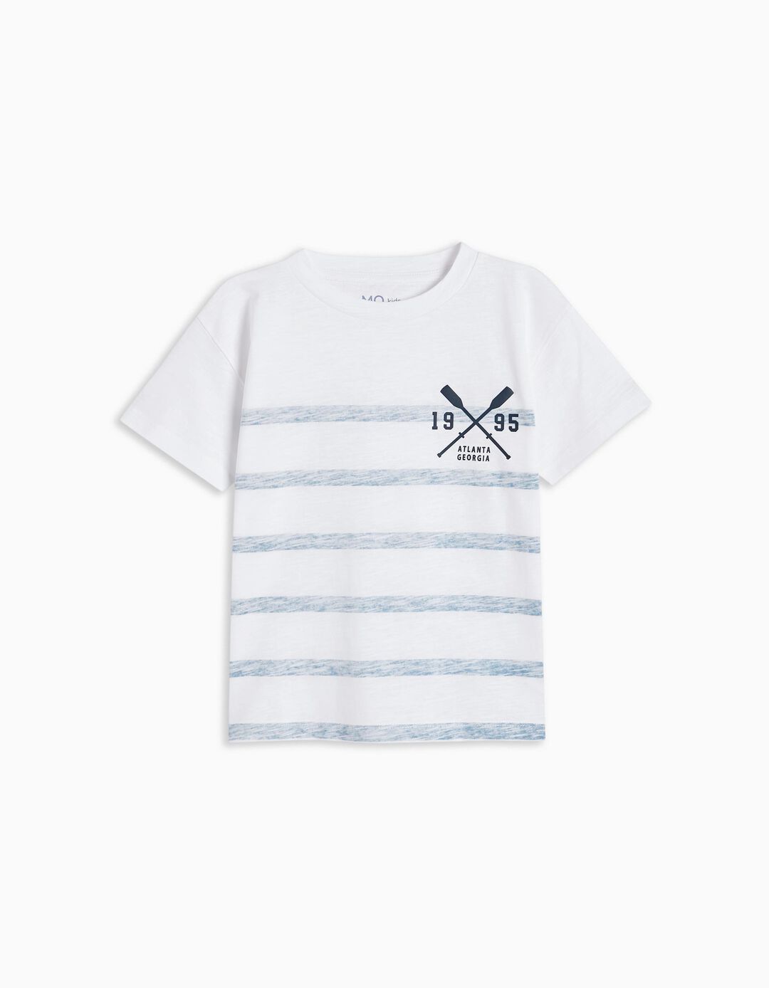 Striped Print T-shirt, Boys, White
