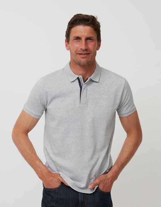 Short Sleeve Polo Shirt, Men, Grey