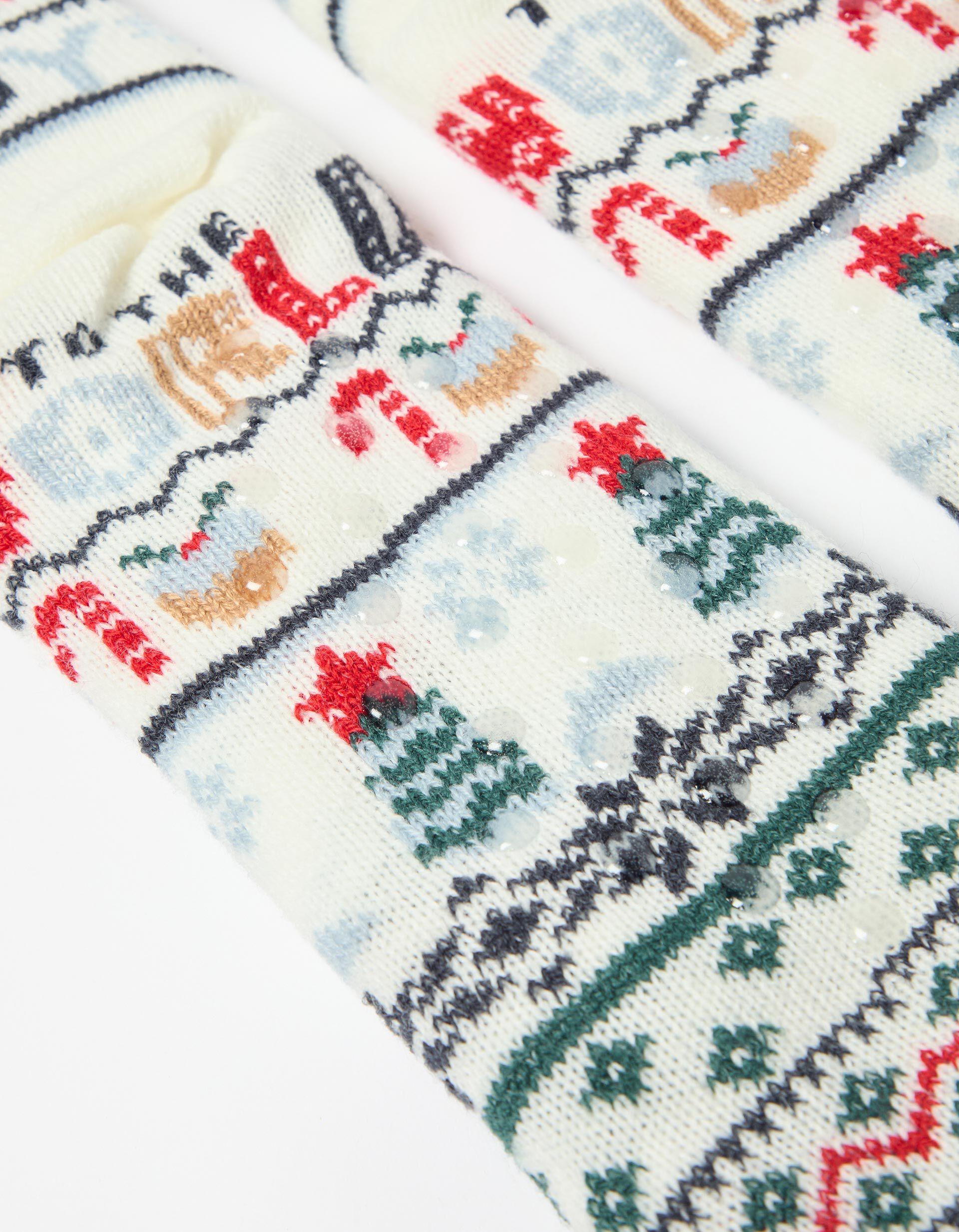 Comprar Online Meias Antiderrapantes de Natal, Homem, Bege Claro