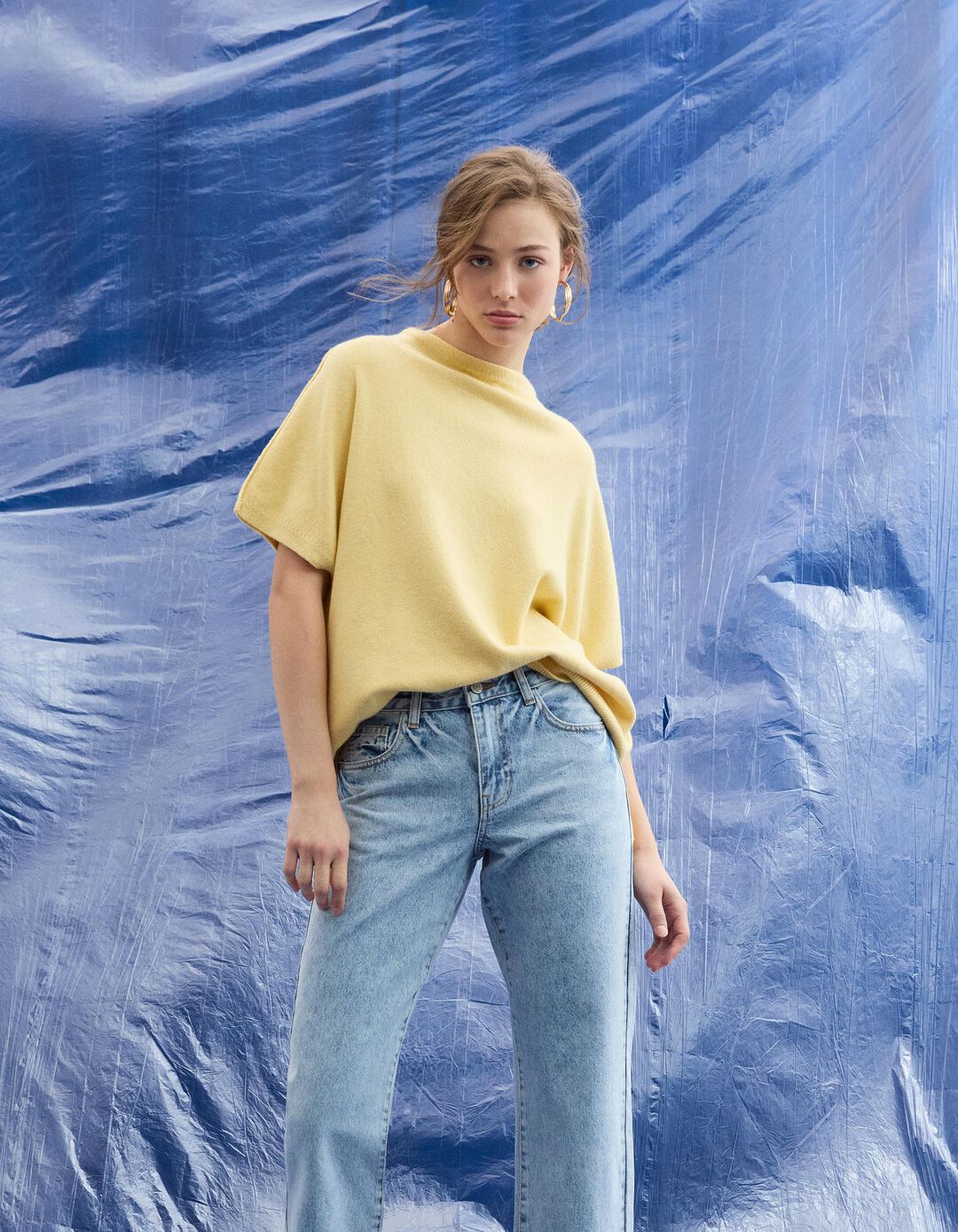 Camisola com L&atilde;, Mulher, Amarelo