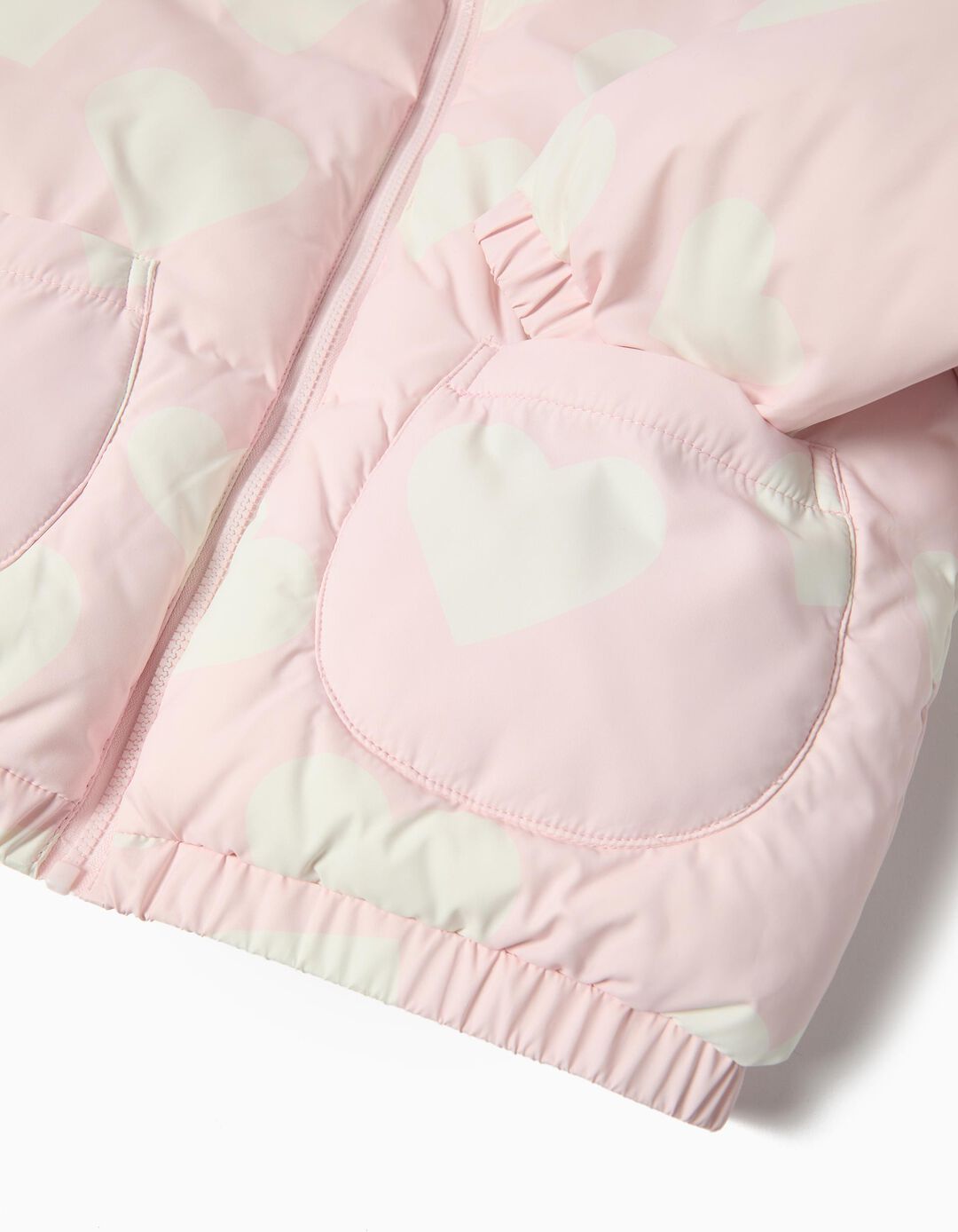 Casaco Acolchoado Capuz, Menina, Rosa