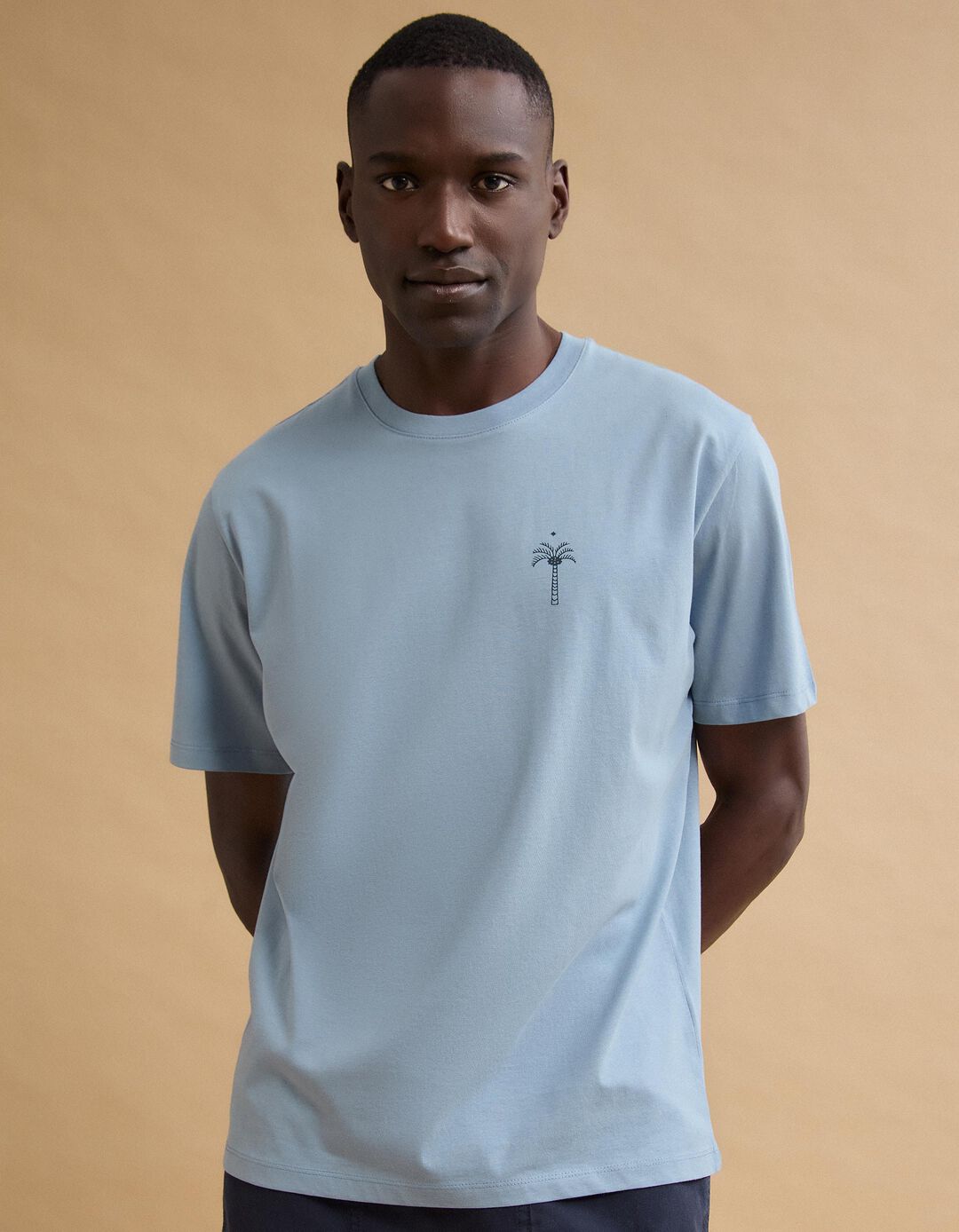 T-shirt Jersey Estampada, Homem, Azul Claro