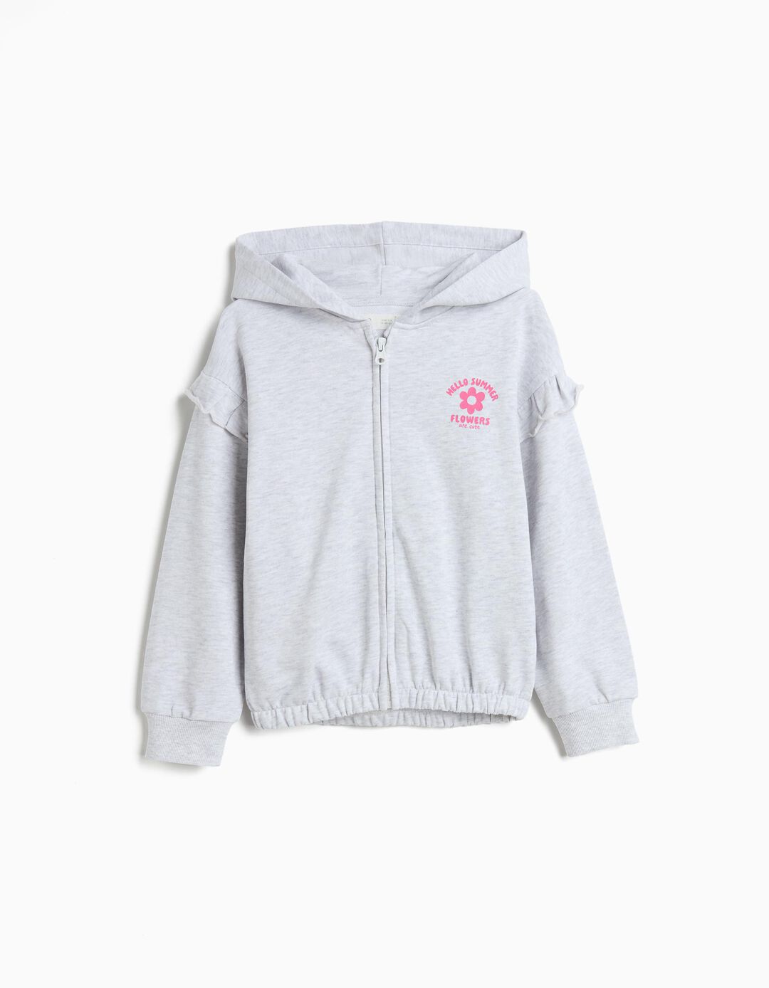 Casaco de Felpa com Capuz, Menina, Cinzento Claro