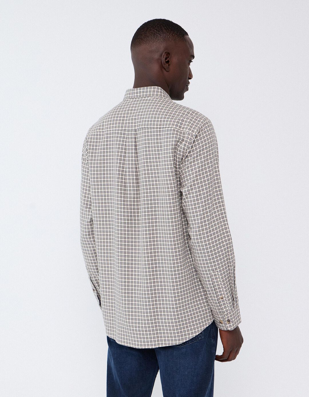 Camisa Xadrez, Homem, Bege Claro